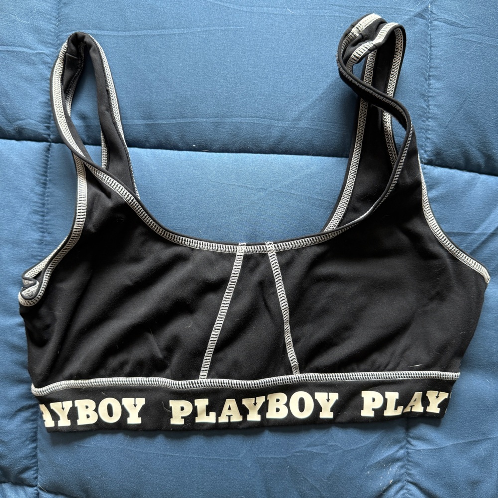 Playboy Black and White Sports Bra